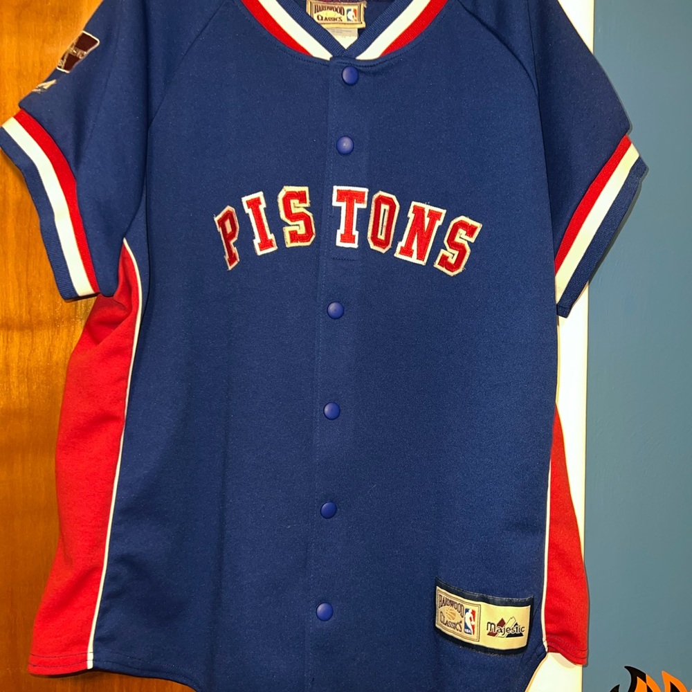 Majestic Blue Pistons Kids Jersey